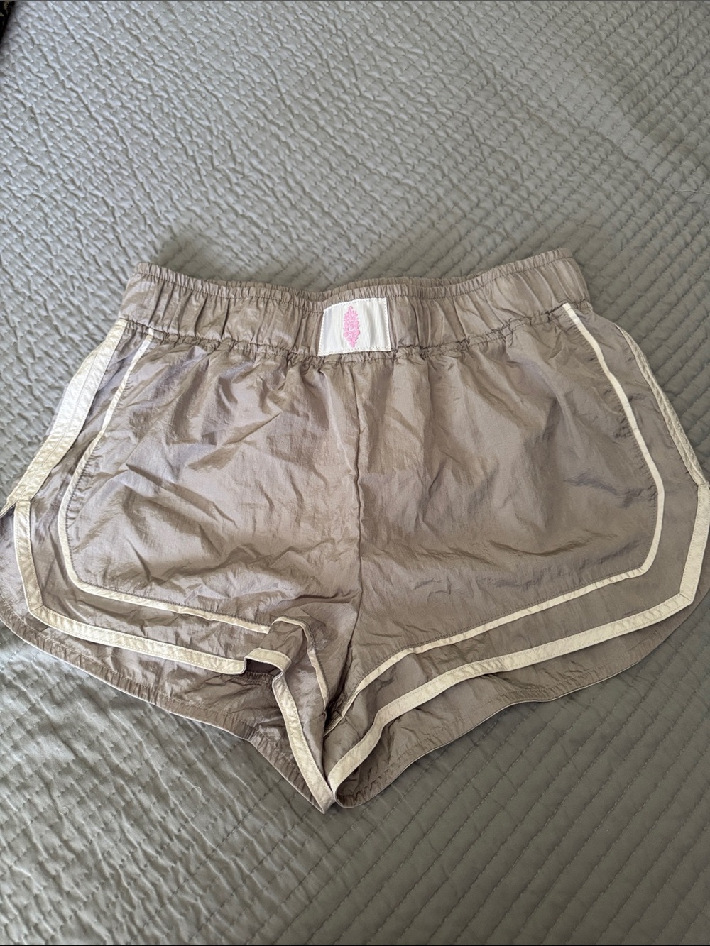 FP Movement by Free People Taupe Athletic Shorts with White Trim